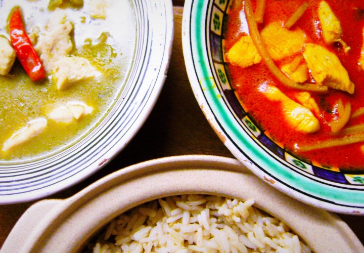 Doua tipuri de curry, legume la cuptor si orez